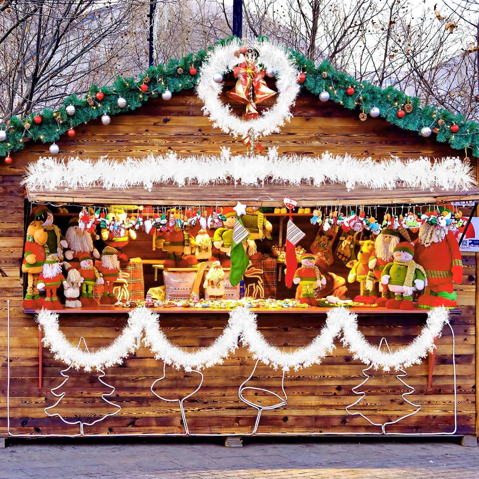 howaf-weihnachtsgirlande-wei-schneeflocken-6x2m-lametta image 7