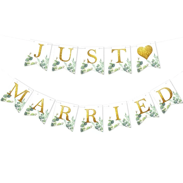 howaf-just-married-girlande-eukalyptus-herzen-hochzeit image 1