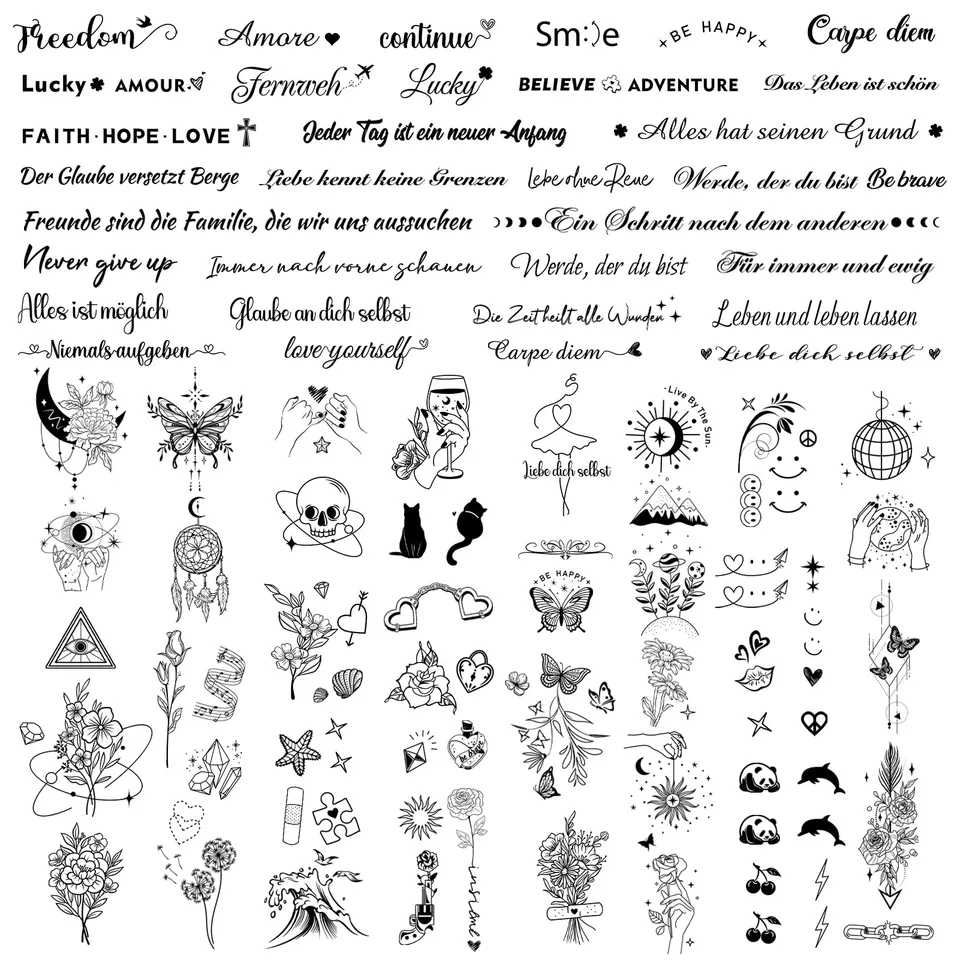 howaf-tempor-re-tattoos-schwarz-spr-che-blumen-20-bl-tter image 1