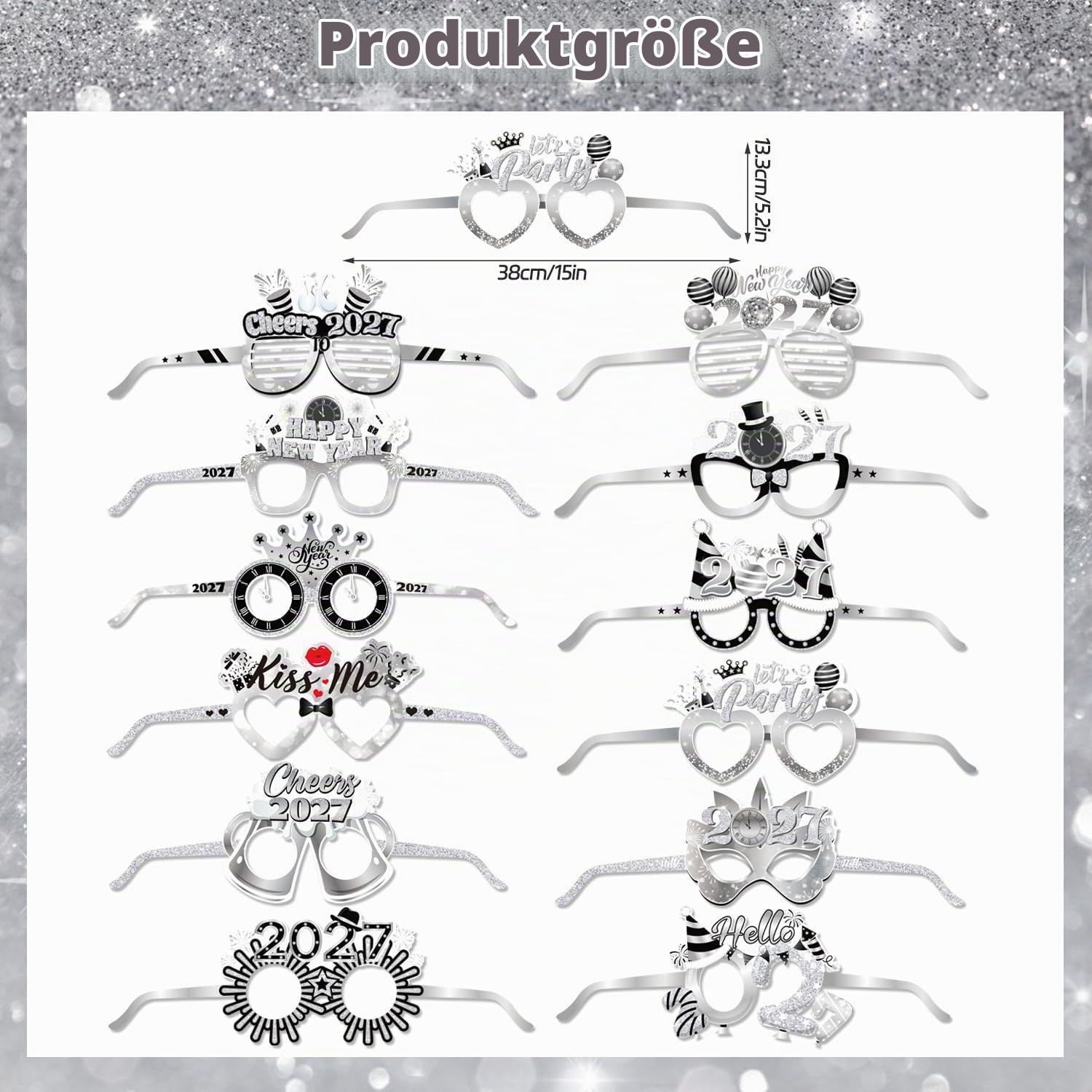 howaf-silvester-deko-2027-silber-party-set-48-teile image 3