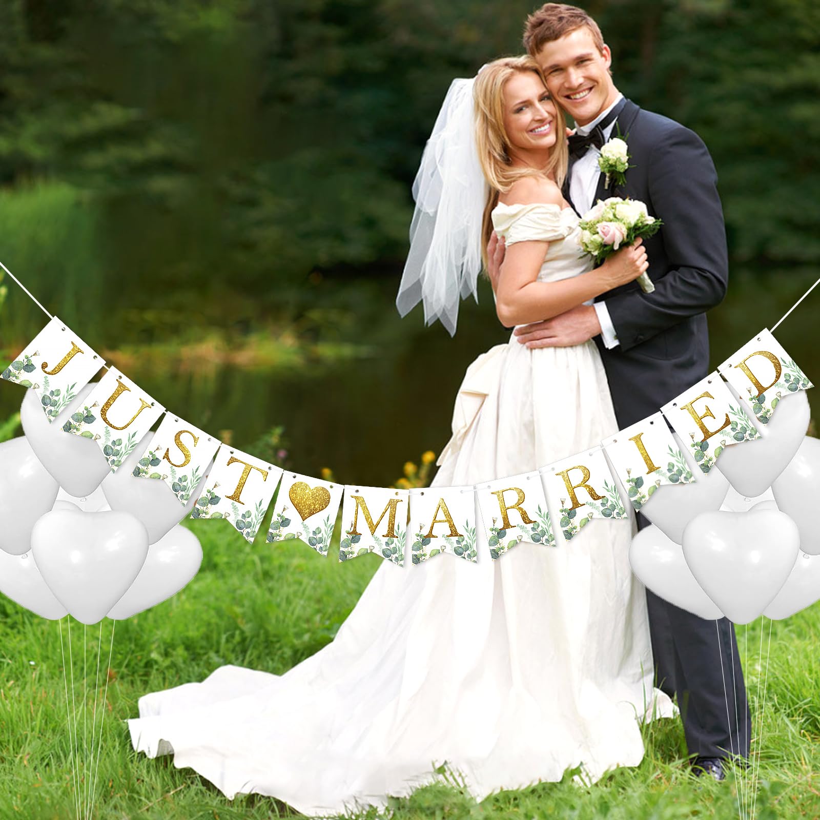 howaf-just-married-girlande-eukalyptus-herzen-hochzeit image 4