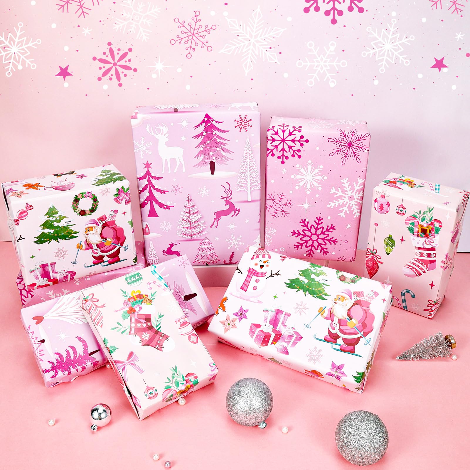 howaf-weihnachten-geschenkpapier-rosa-8-b-gen-70x50cm-schneeflocke image 5