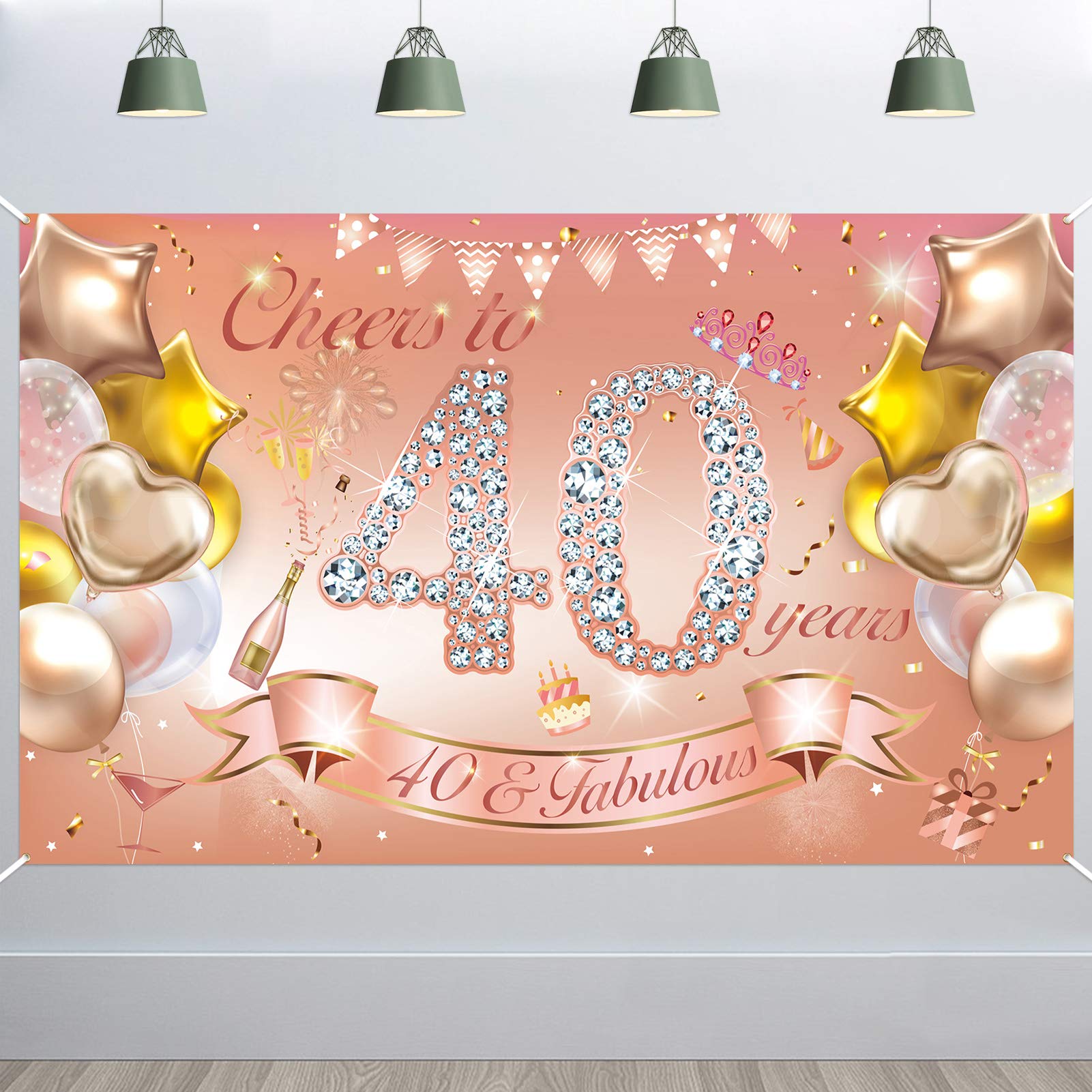 howaf-frau-40-geburtstag-banner-stoff-ros-gold-185-cm image 1
