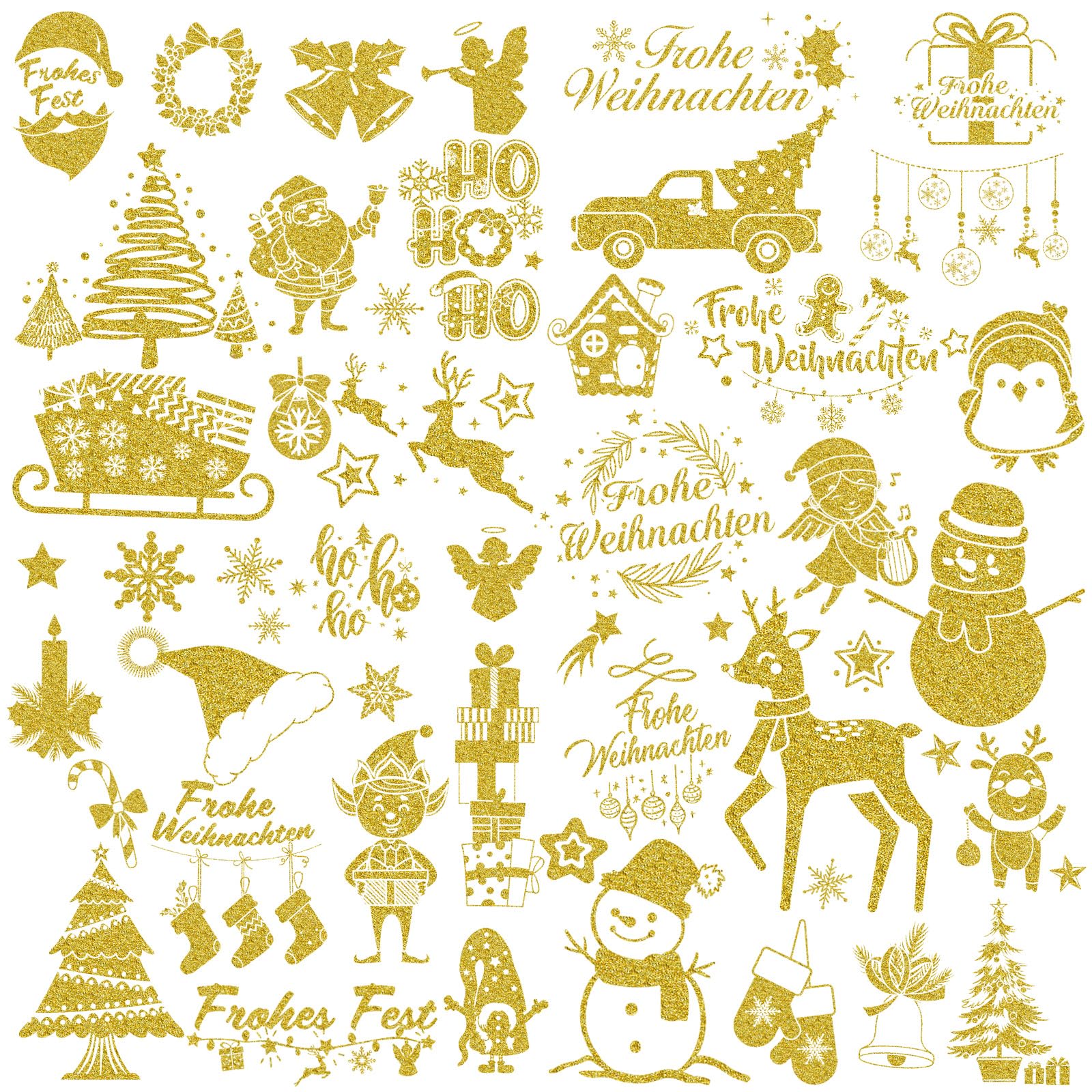 howaf-weihnachtssticker-glitzer-gold-selbstklebend-153-stk image 1