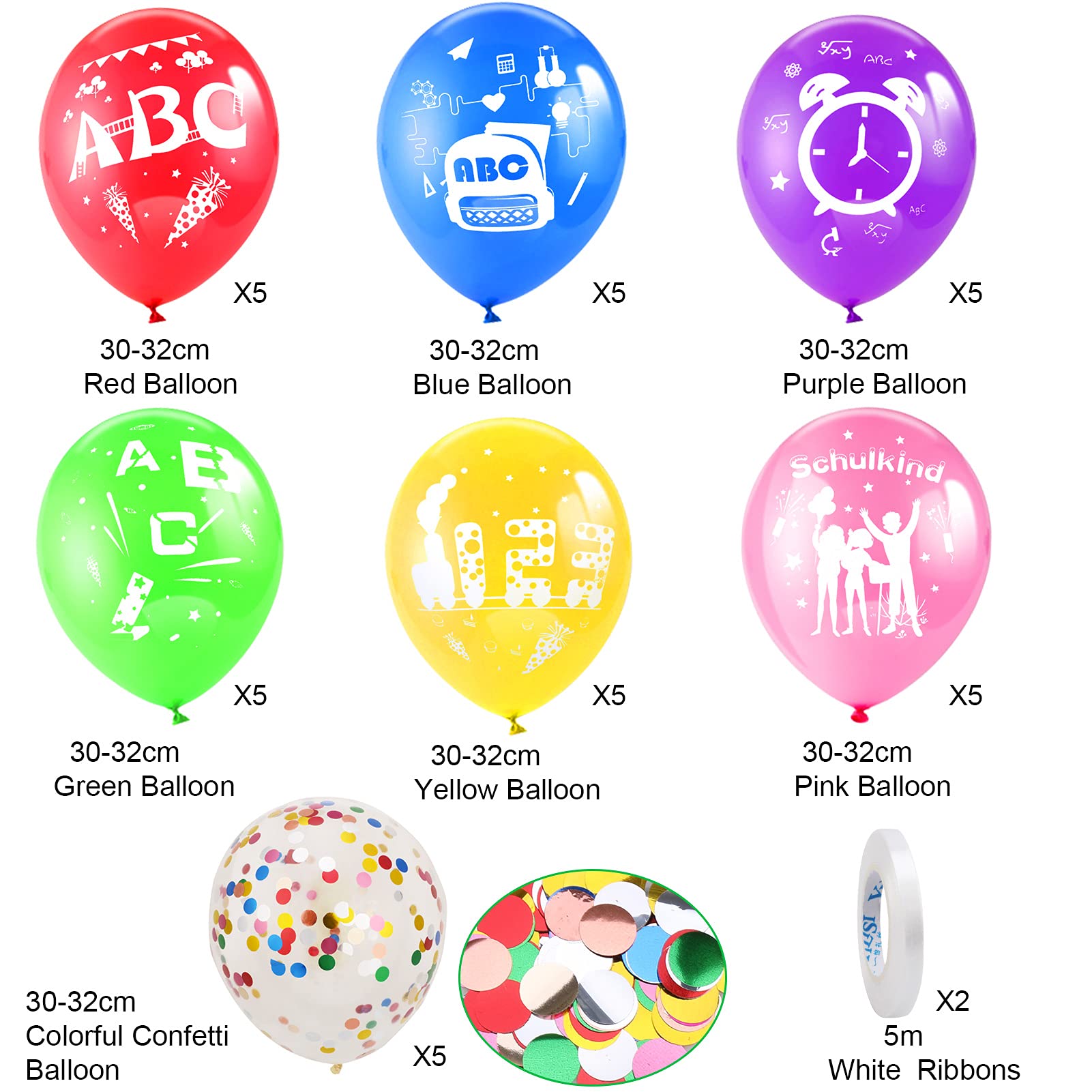 howaf-einschulung-luftballons-abc-konfetti-35-stk-latex-30cm image 2