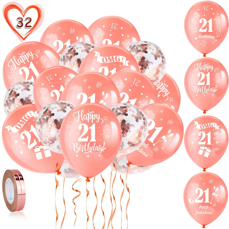 howaf-21-geburtstag-luftballons-rosegold-30-st-ck-konfetti-set image 1