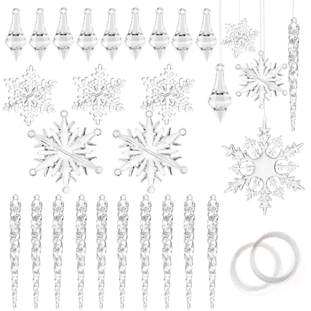 howaf-christbaumschmuck-eiszapfen-schneeflocken-40er-set image 1
