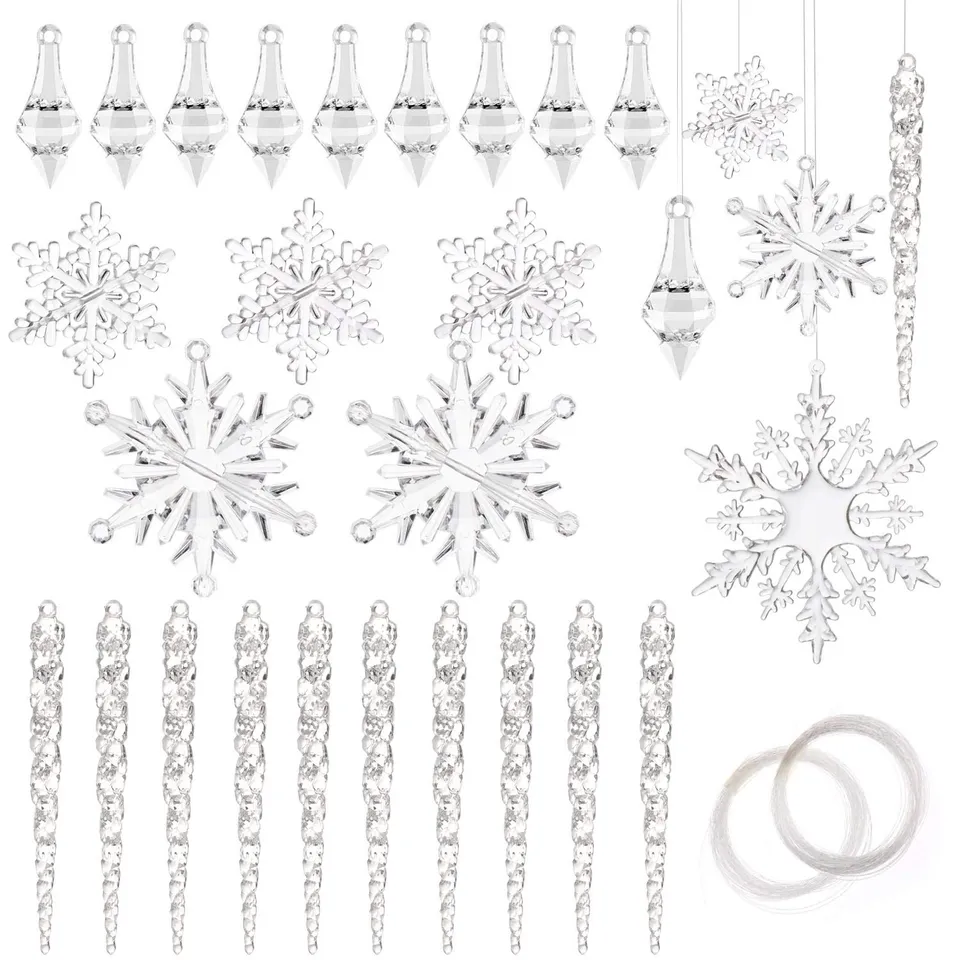 howaf-christbaumschmuck-eiszapfen-schneeflocken-40er-set image 1
