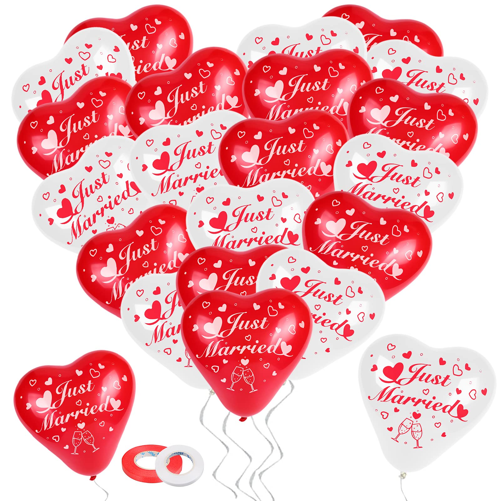howaf-just-married-herz-luftballons-rot-weiss-50-st-ck image 1
