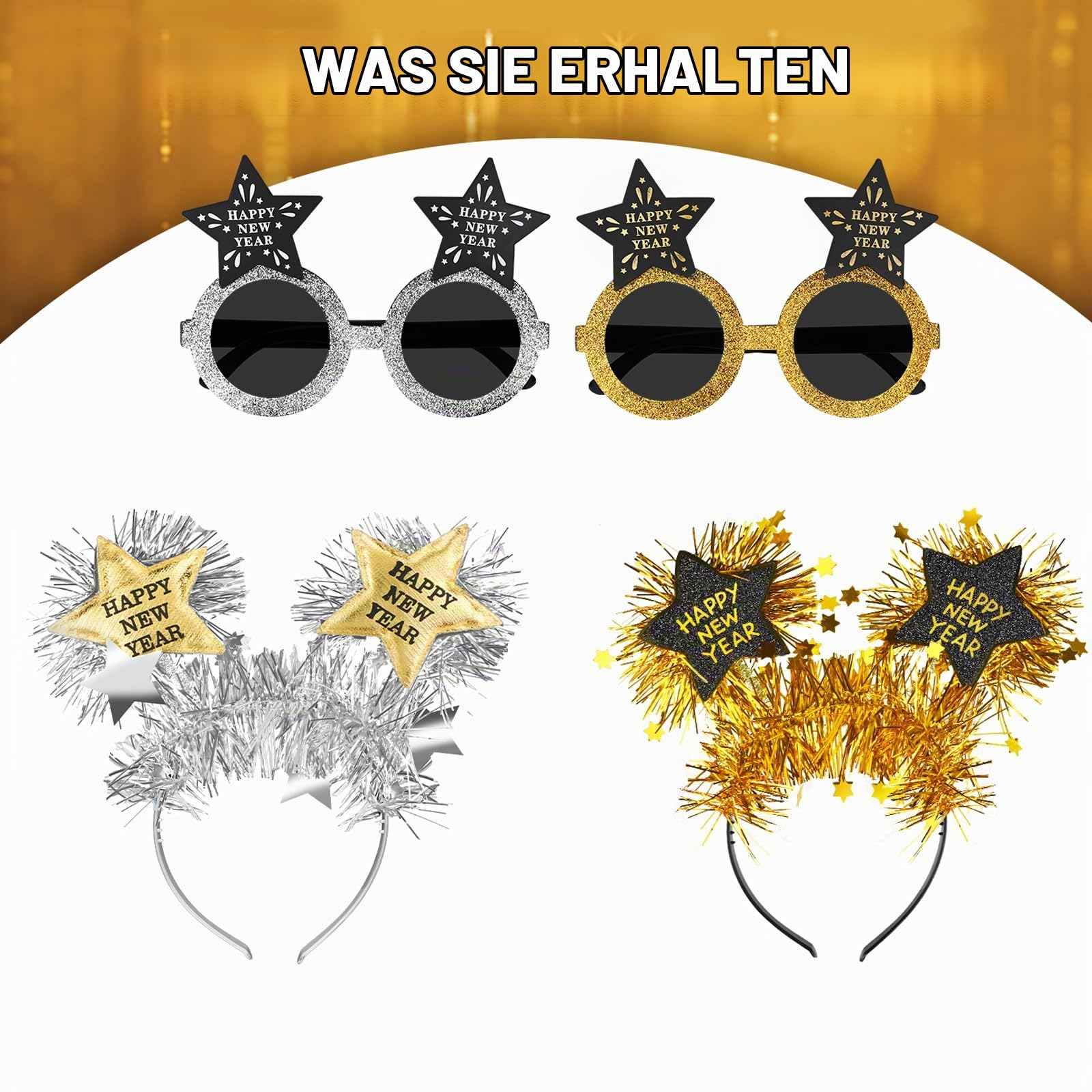 howaf-silvester-haarreif-brille-set-schwarz-gold-4tlg-2027 image 3