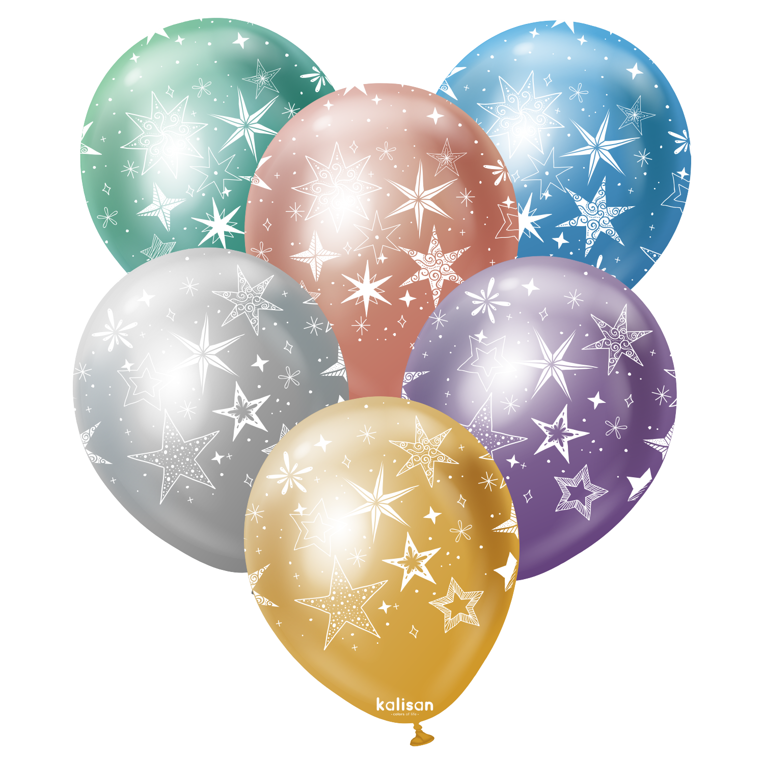 kalisan-party-star-mirror-luftballons-12-zoll-25-st-ck-mix image 1