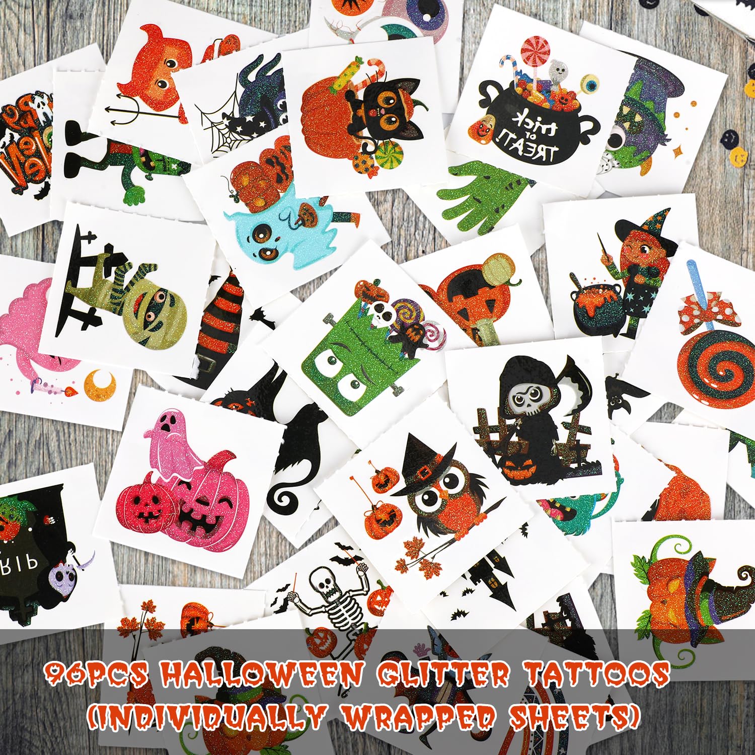 howaf-halloween-tattoos-kinder-glitzer-96-bl-tter-set image 3