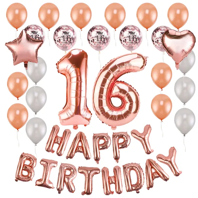 howaf-sweet-16-geburtstag-deko-ballon-set-rosegold-16 image 1