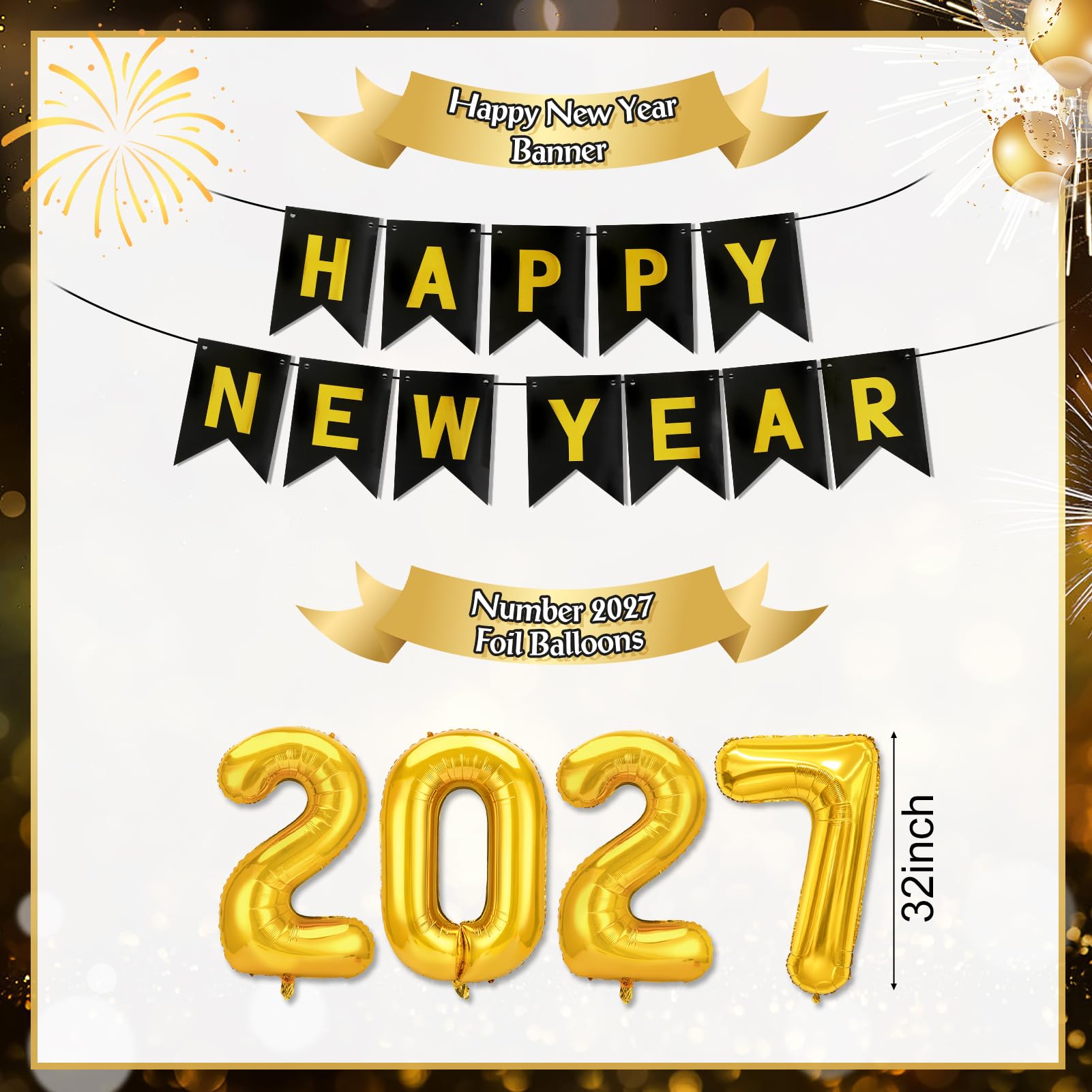 howaf-silvester-deko-2027-set-schwarz-gold-mit-ballons image 2