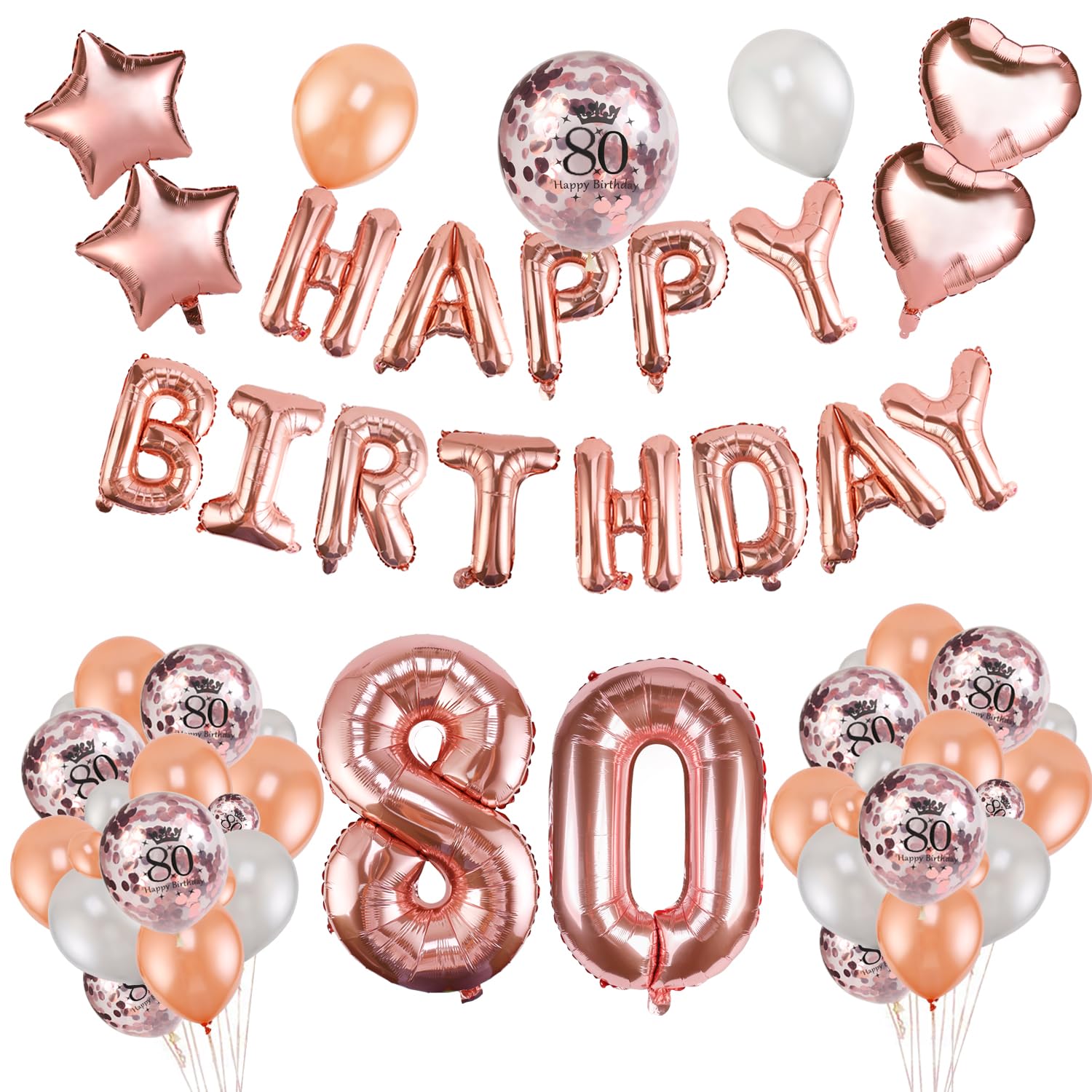 howaf-80-geburtstag-deko-ballon-set-59-tlg-rosegold image 2