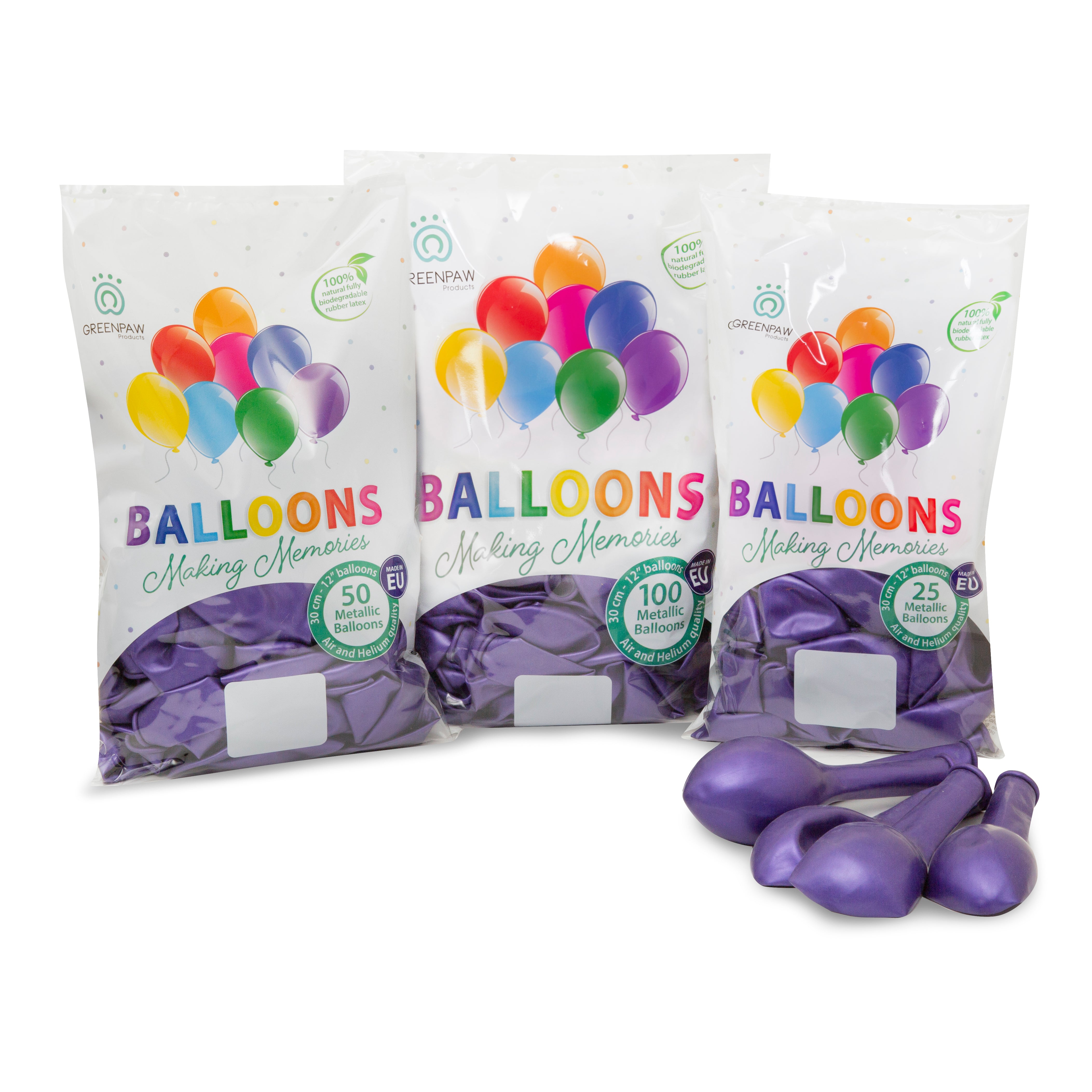green-paw-metallic-balloons-luftballons-lila-50-st-ck-metallic image 6