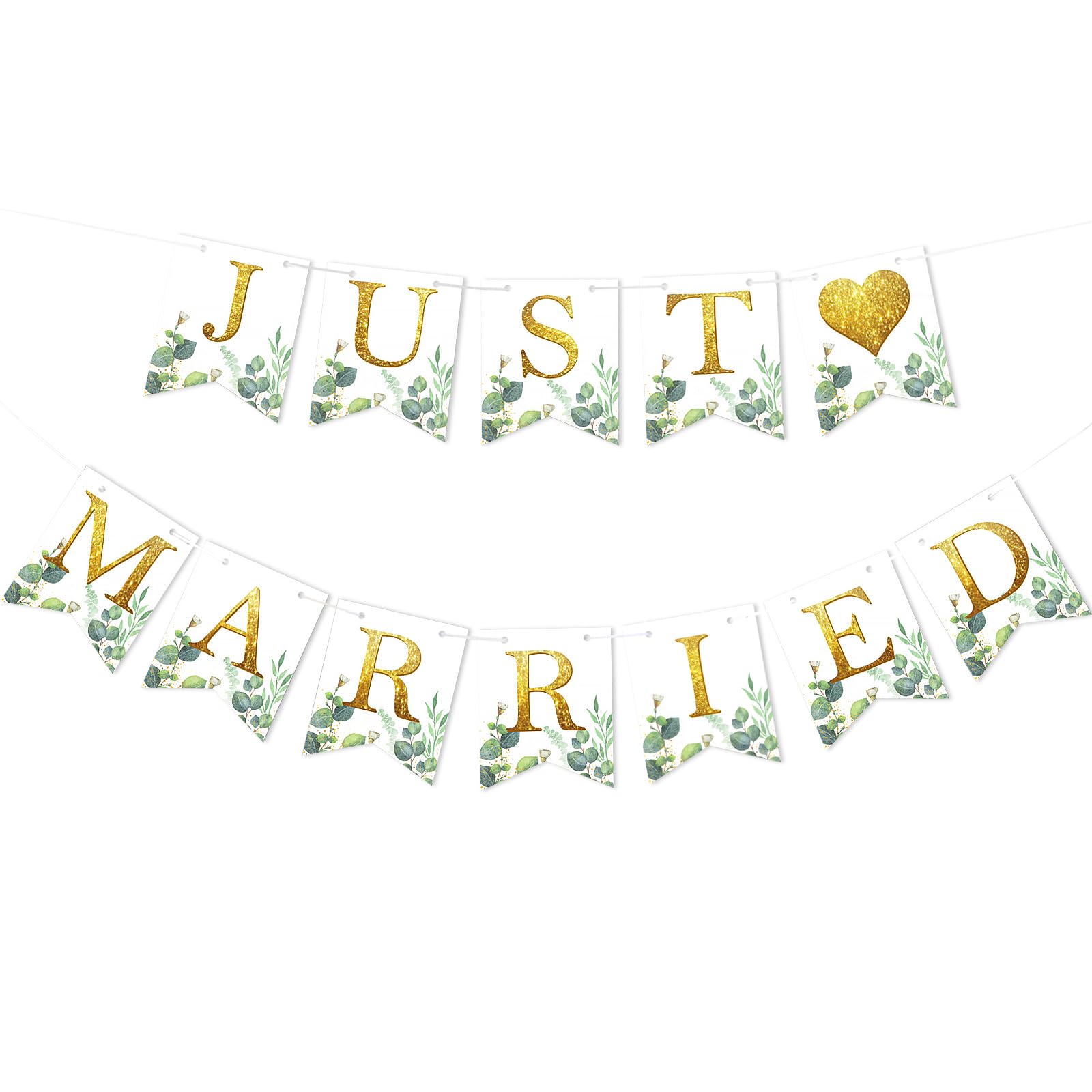 howaf-just-married-girlande-eukalyptus-herzen-hochzeit image 1