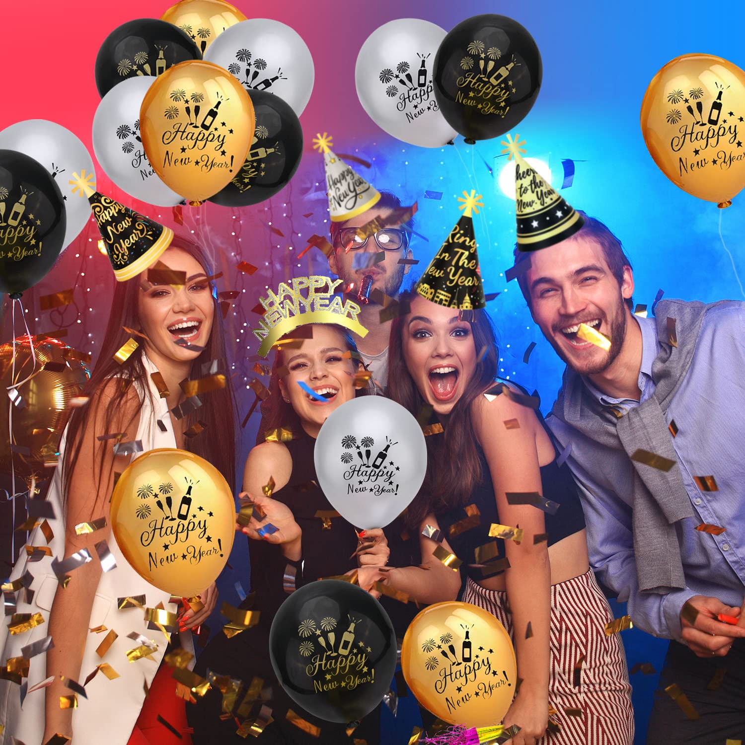 howaf-silvester-deko-set-43-tlg-gold-schwarz-silber image 7