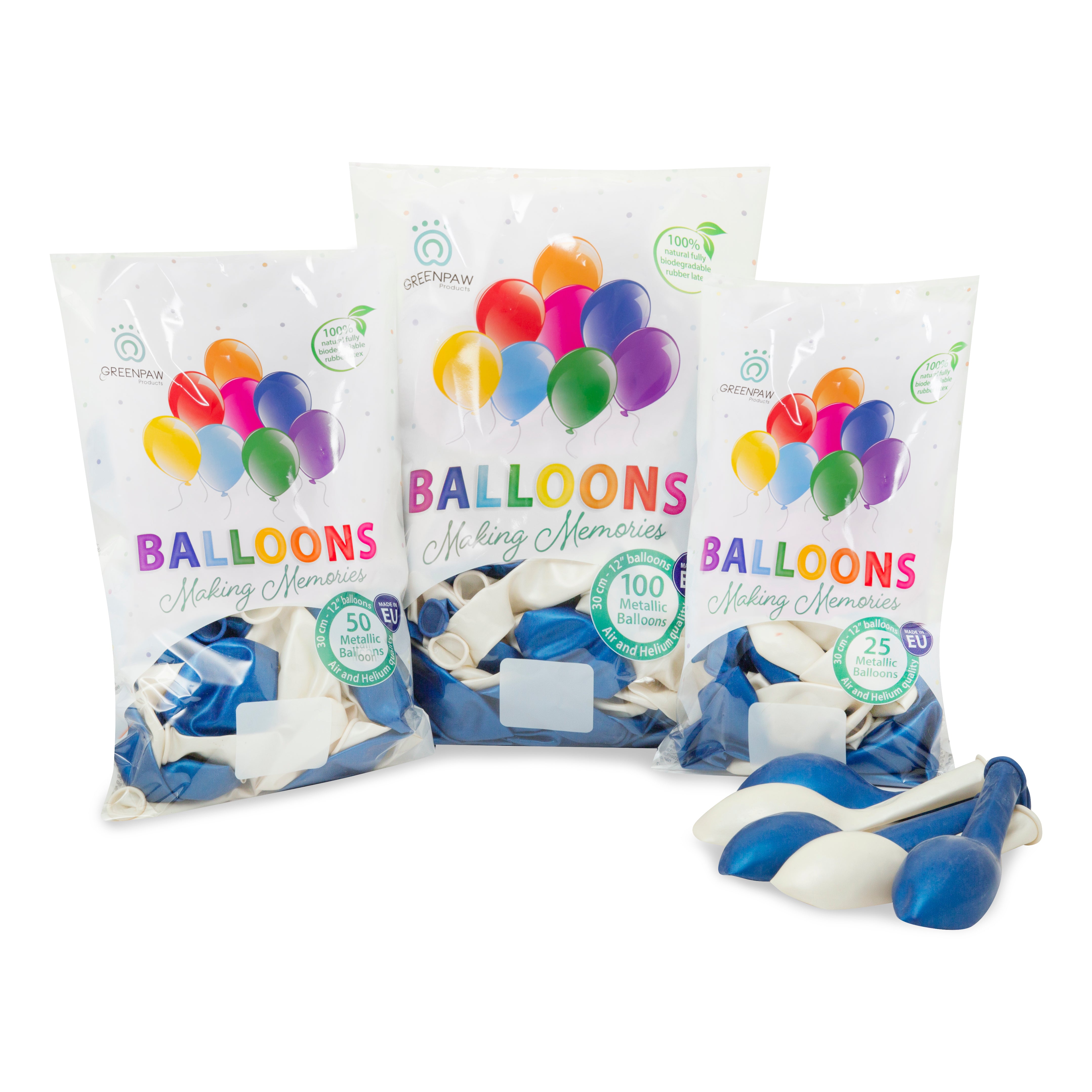green-paw-metallic-balloons-luftballons-blau-wei-50-st-ck image 5