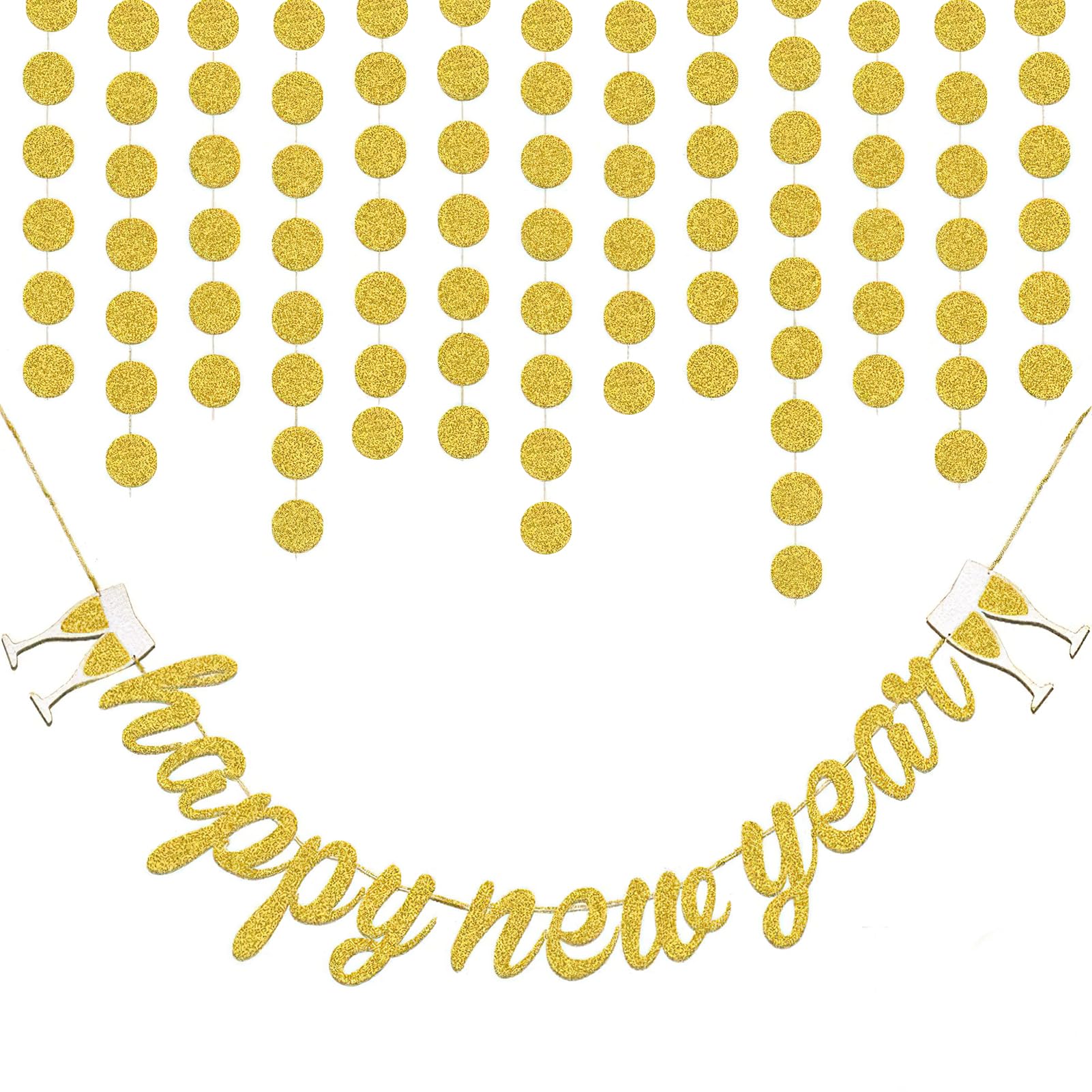 howaf-silvester-girlande-happy-new-year-banner-gold-glitzer-3m image 1