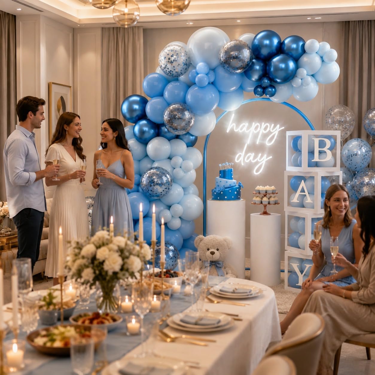 qifu-babyparty-deko-junge-blau-130-teile-box-und-ballons image 8
