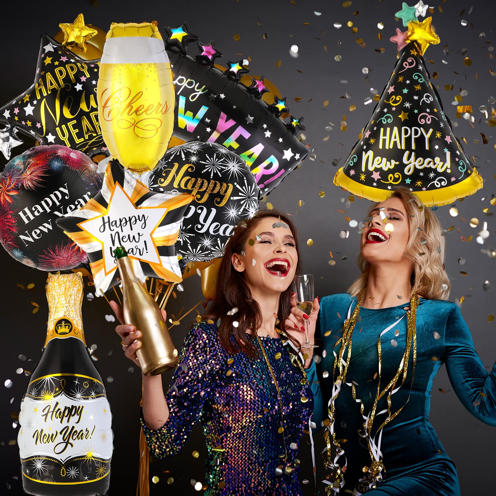 howaf-silvester-deko-2027-folienballons-8er-set-schwarz-gold image 6