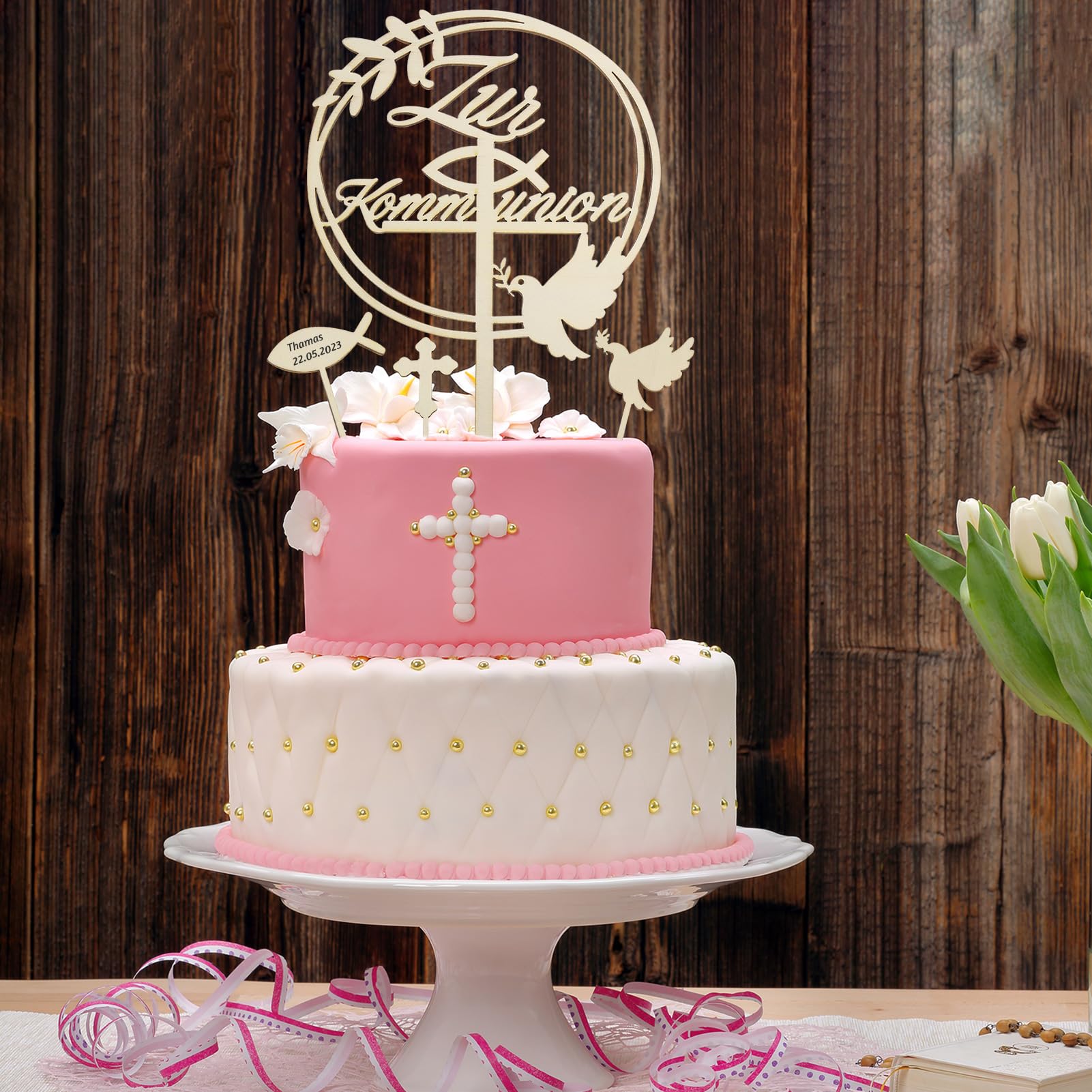 howaf-kommunion-cake-topper-holz-7tlg-fisch-kreuz-taube image 6