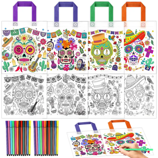 howaf-dia-de-los-muertos-t-ten-zum-bemalen-12er-mit-stiften image 1
