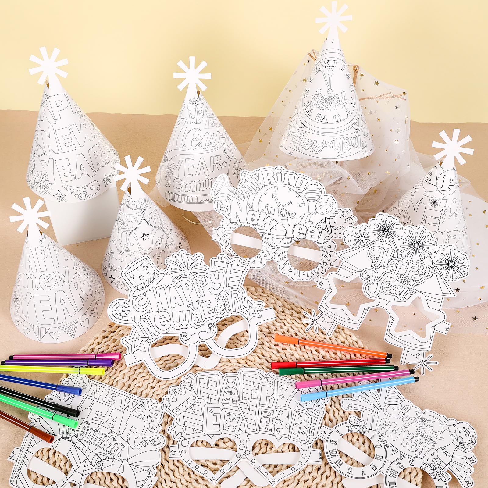 howaf-silvester-deko-set-a-h-te-brille-zum-ausmalen-party image 4