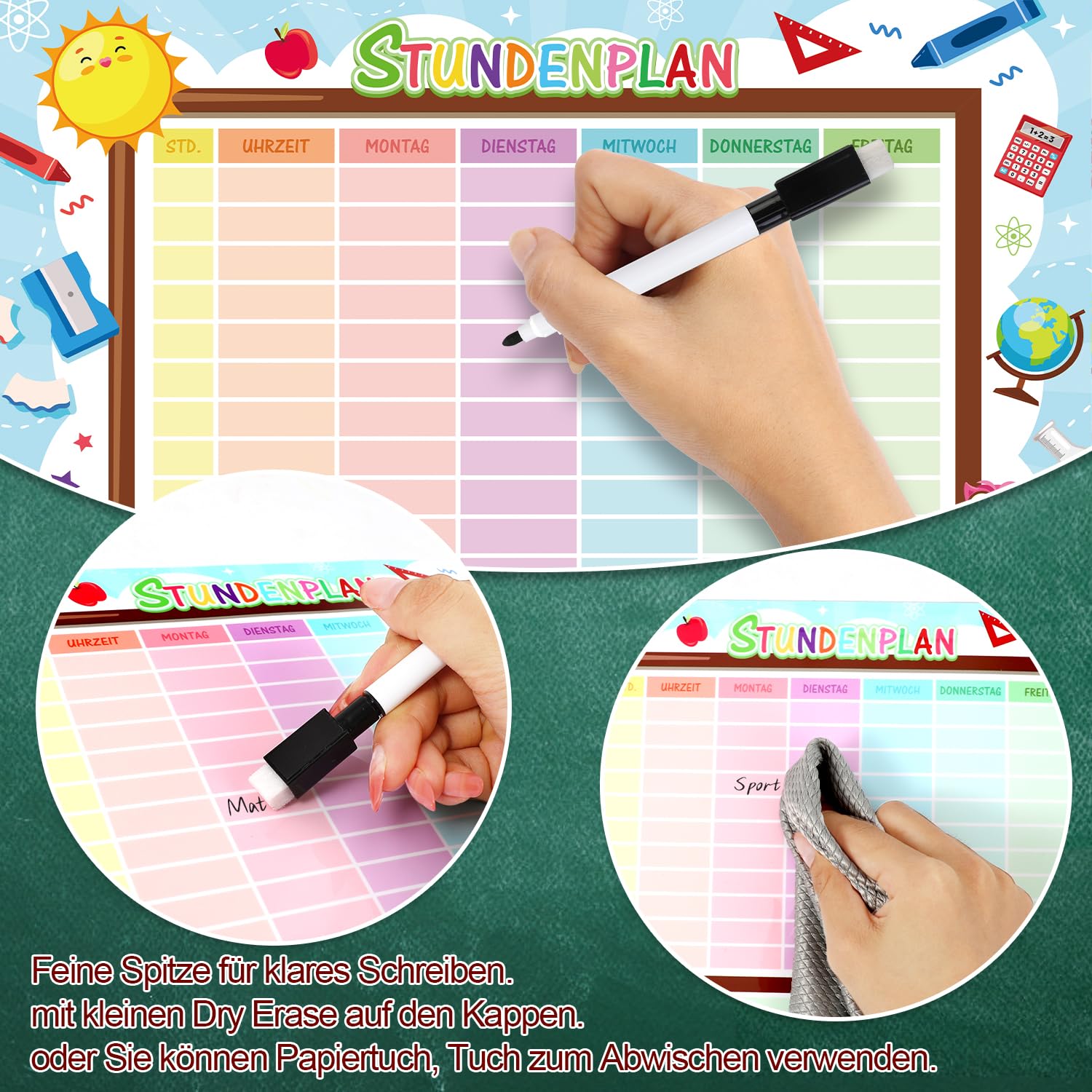 howaf-table-decorations-stundenplan-magnetisch-a4-blau-stift image 4