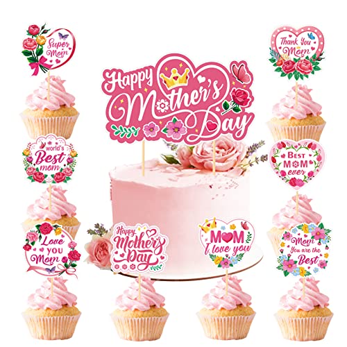 howaf-muttertag-tortendeko-25tlg-cake-topper-floral-beste-mama image 8