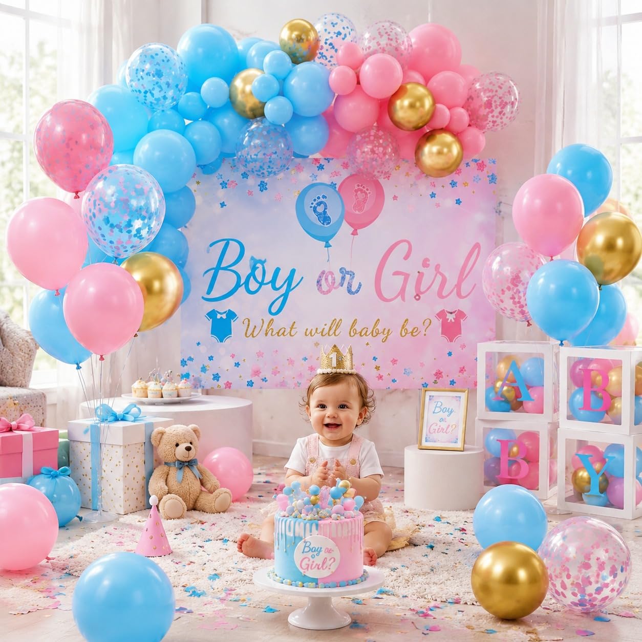 qifu-gender-reveal-luftballons-blau-rosa-141-tlg-mit-boxen image 7