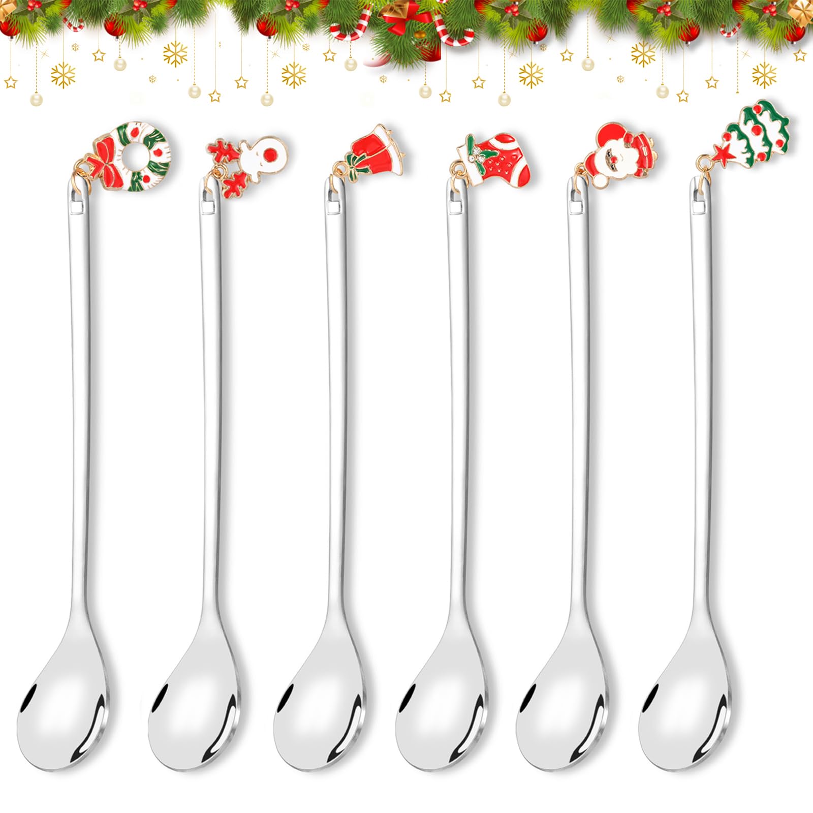 howaf-weihnachtsl-ffel-6er-silber-edelstahl-mit-anh-nger image 1