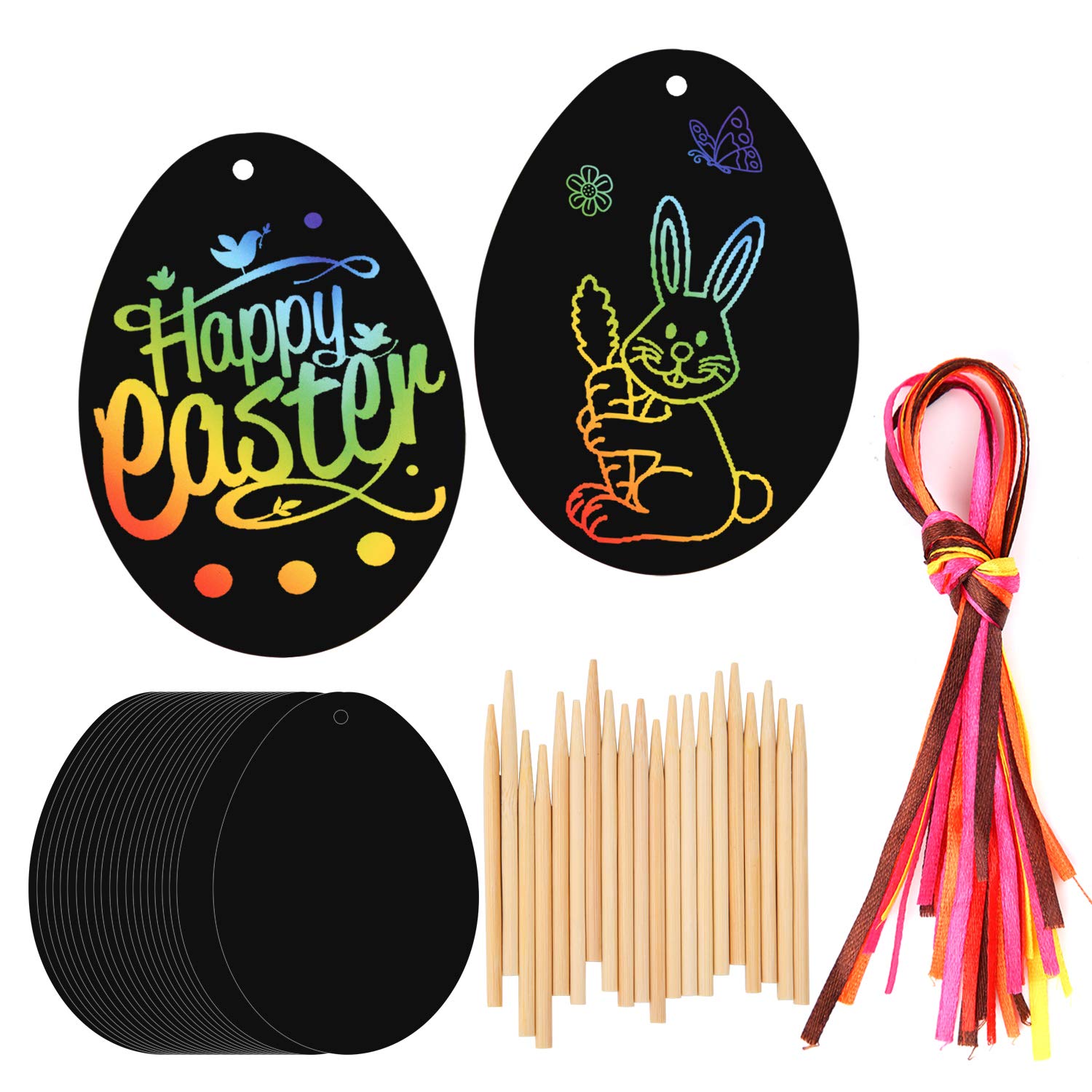 howaf-ostern-kratzbild-osterei-20-st-ck-bastelset-kinder-b-nder image 1
