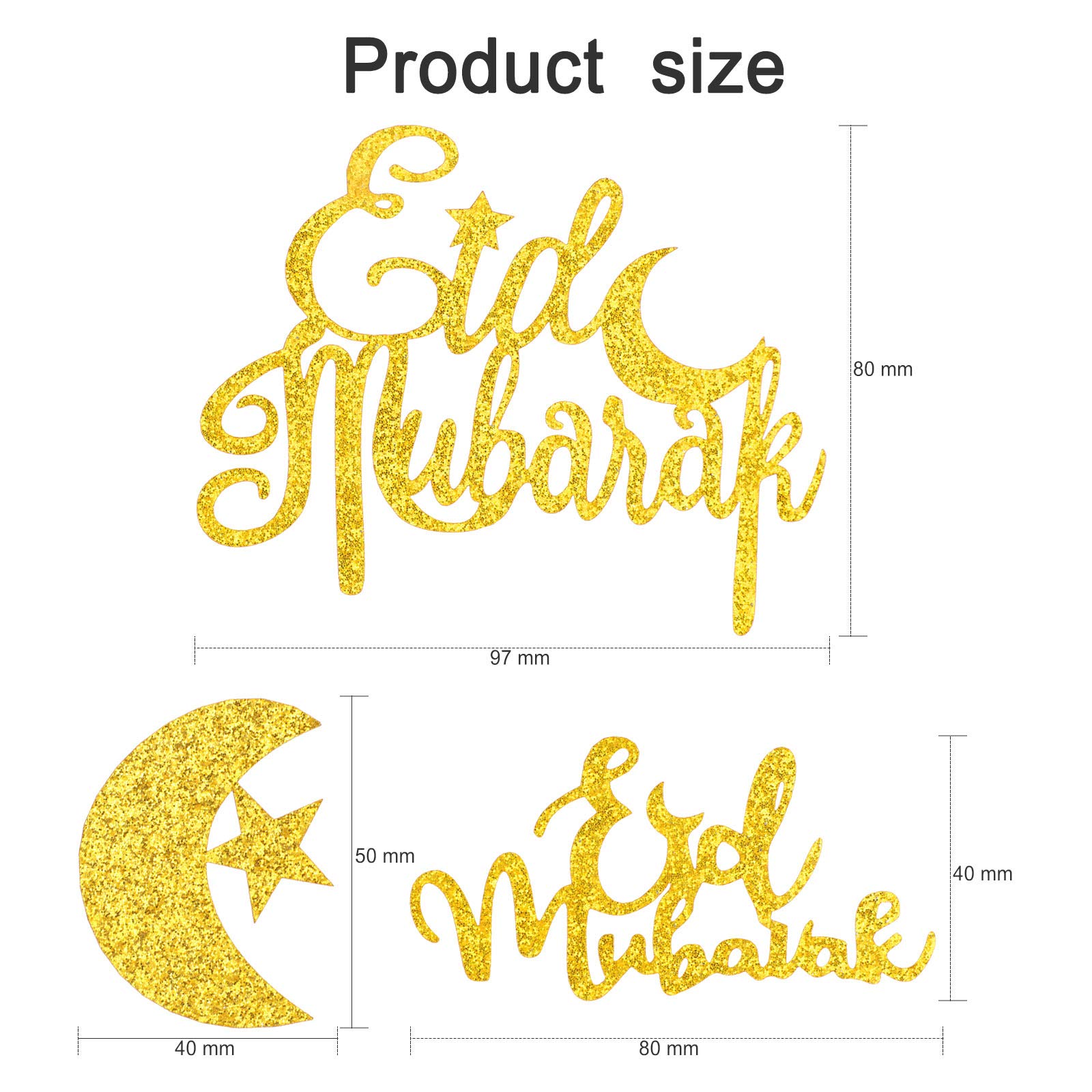 howaf-eid-mubarak-tortendeko-gold-glitzer-21-st-ck-set image 2