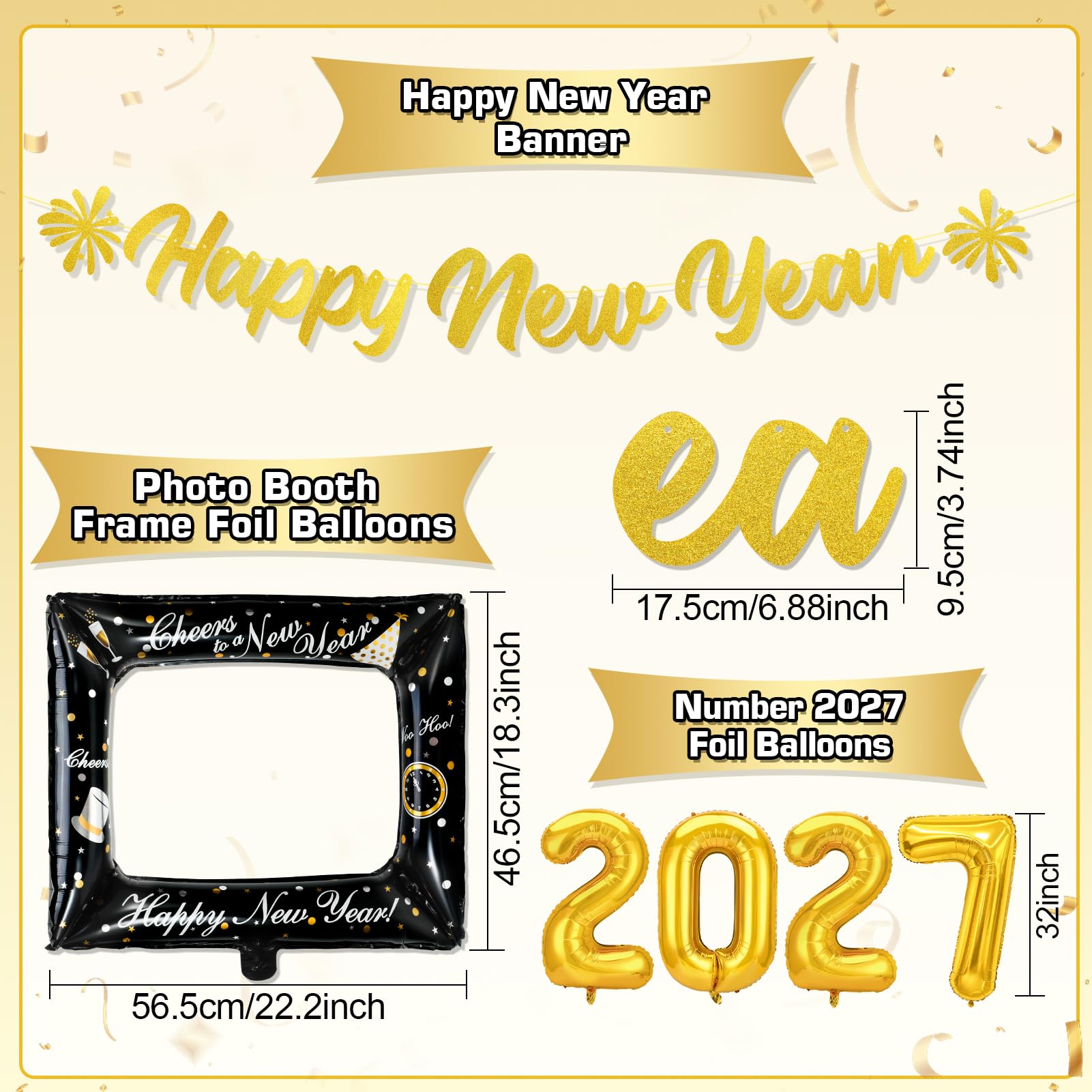 howaf-silvester-deko-2027-set-schwarz-gold-mit-ballons-2 image 2