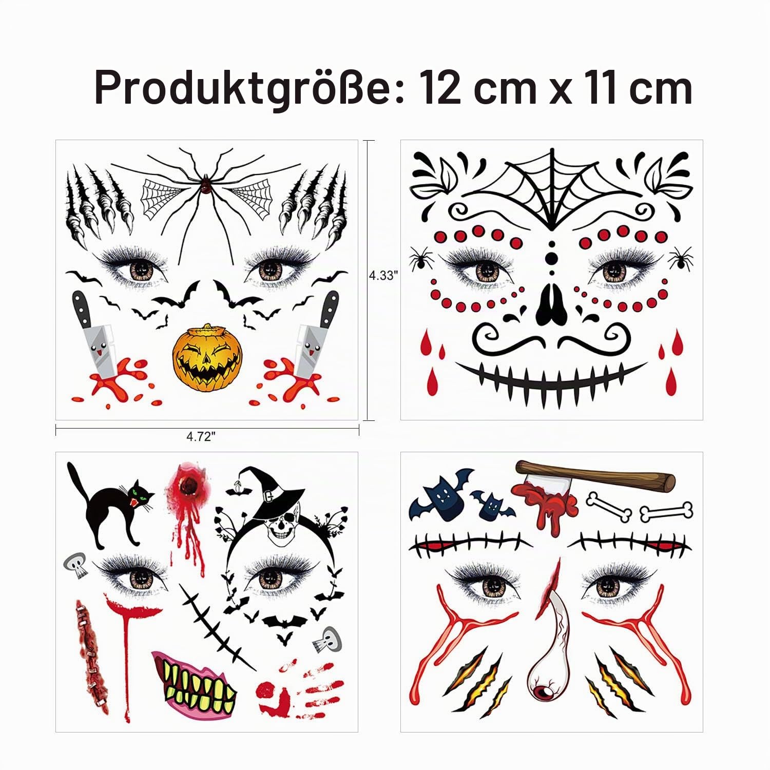 howaf-halloween-tattoos-gesicht-kinder-b-12-blatt-wasserdicht image 2