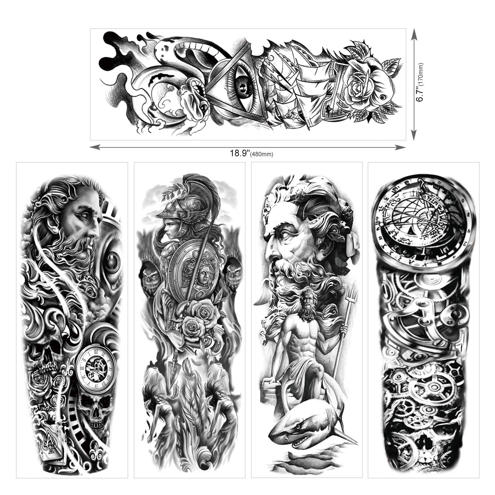 howaf-tempor-re-tattoos-rmel-12-bl-tter-l-we-tiger-wasserdicht image 2