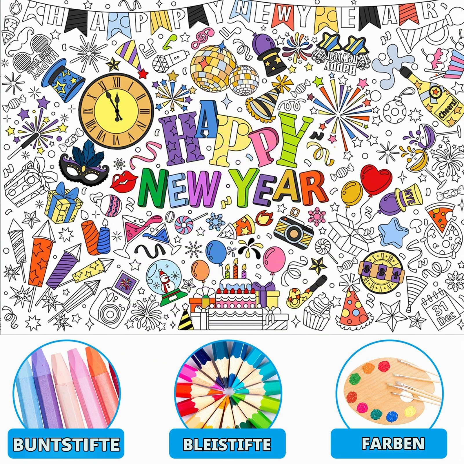 howaf-happy-new-year-ausmal-tischdecke-mit-24-stiften image 3
