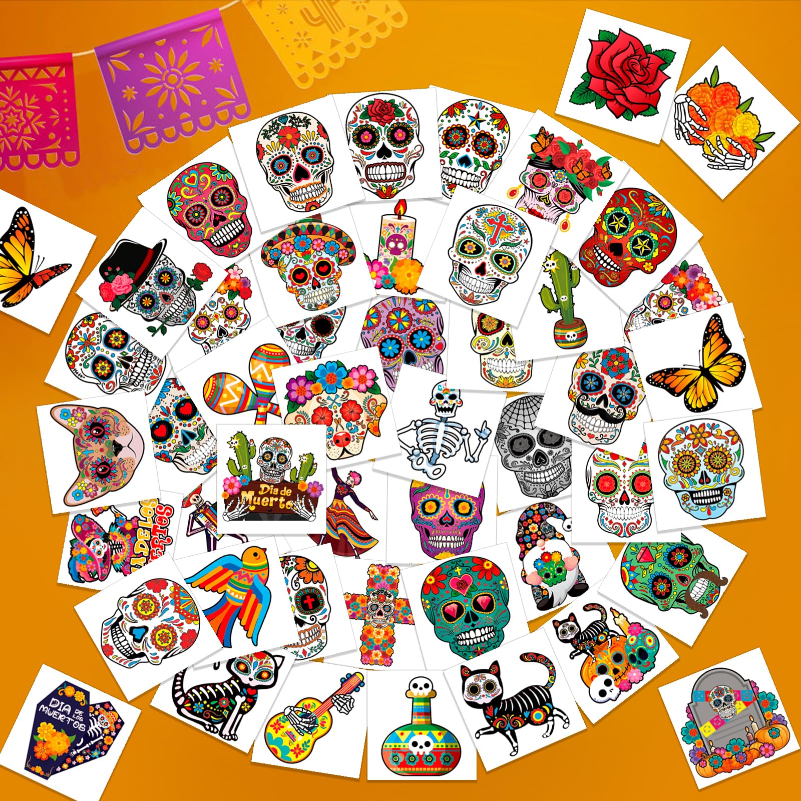 howaf-halloween-tattoo-kinder-96-st-ck-tag-der-toten-totenkopf image 4
