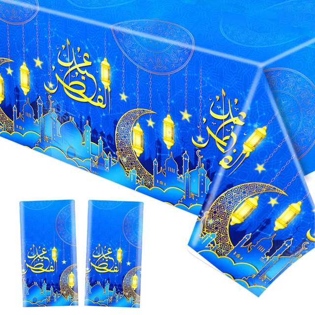 howaf-ramadan-tischdecke-eid-mubarak-2-st-ck-blau-274x137cm image 1