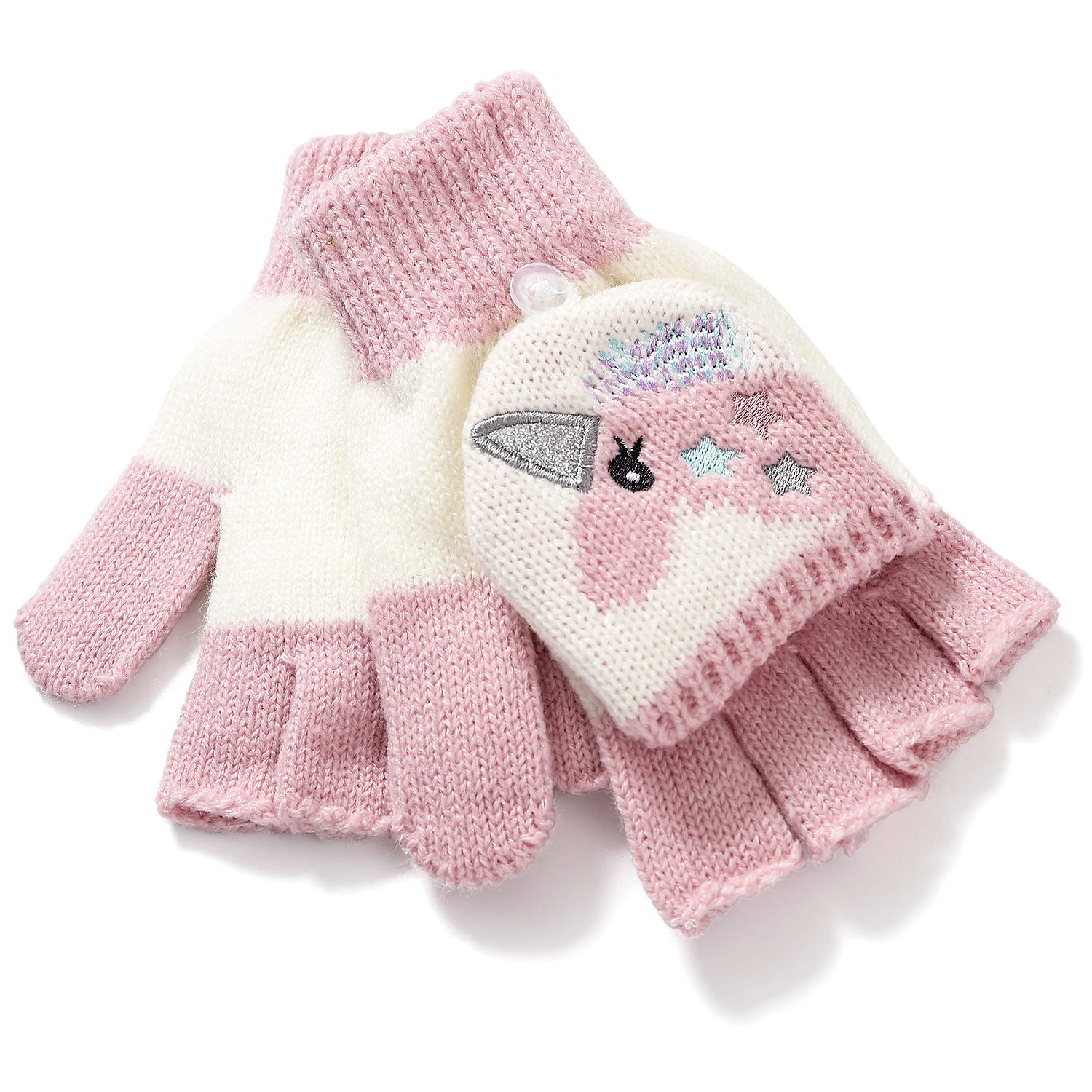 tacobear-einhorn-m-tze-kinder-rosa-strickm-tze-handschuh image 4