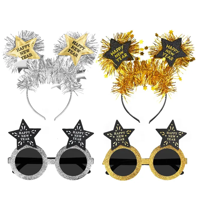 howaf-silvester-haarreif-brille-set-schwarz-gold-4tlg-2027 image 1