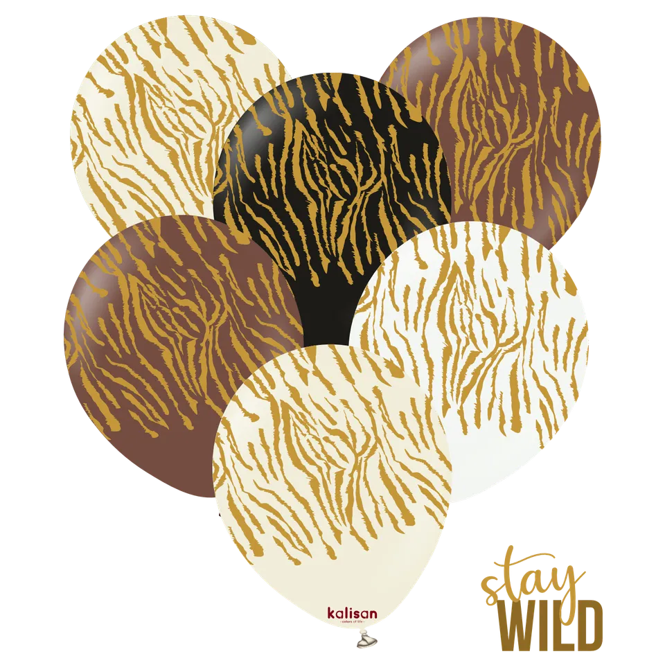 kalisan-safari-theme-safari-tiger-luftballons-25er-gold image 1