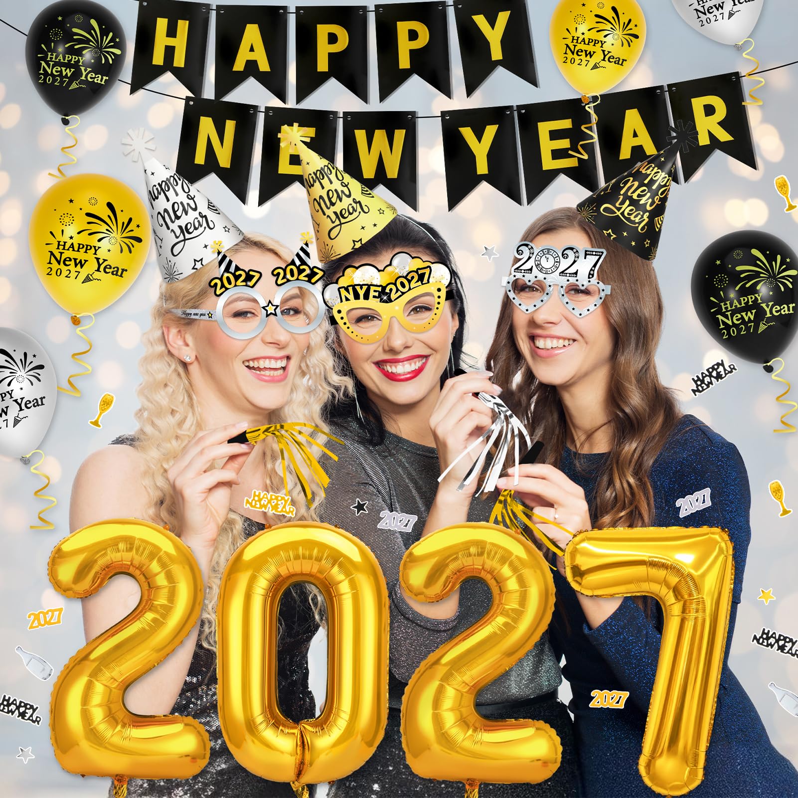 howaf-silvester-deko-2027-set-schwarz-gold-mit-ballons image 7
