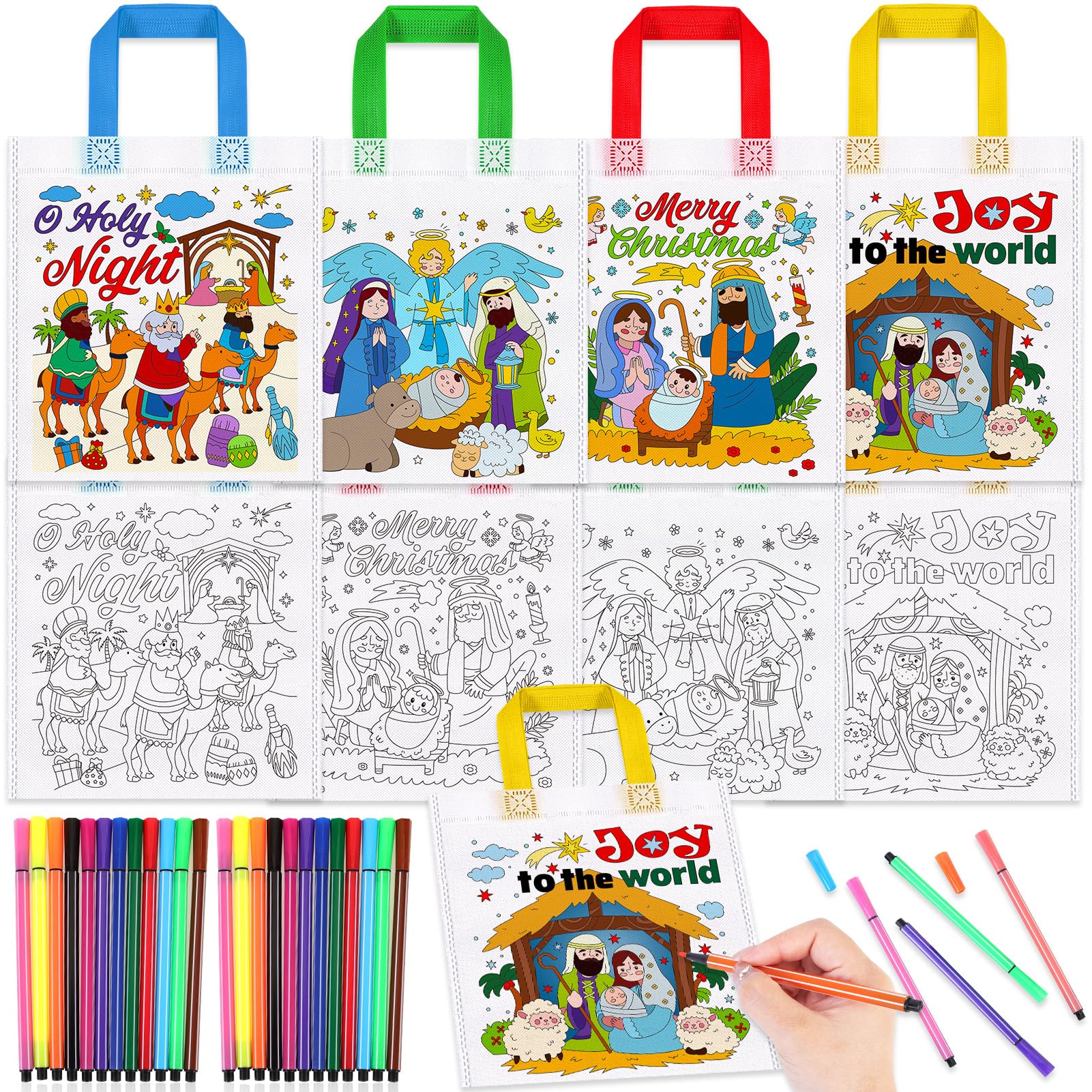 howaf-stoffbeutel-weihnachten-zum-bemalen-12er-set-mit-buntstiften image 8