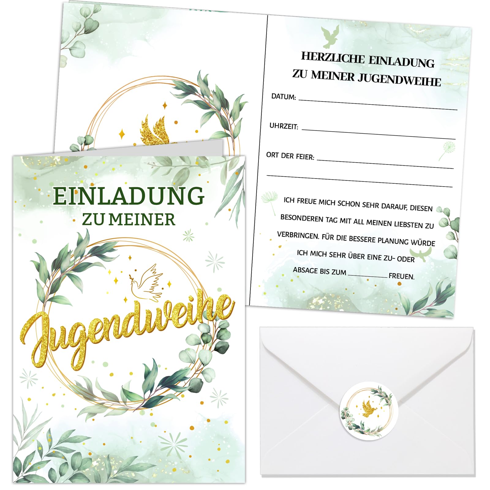 howaf-kommunion-einladungskarten-eucalyptus-12er-set-klappkarten image 8