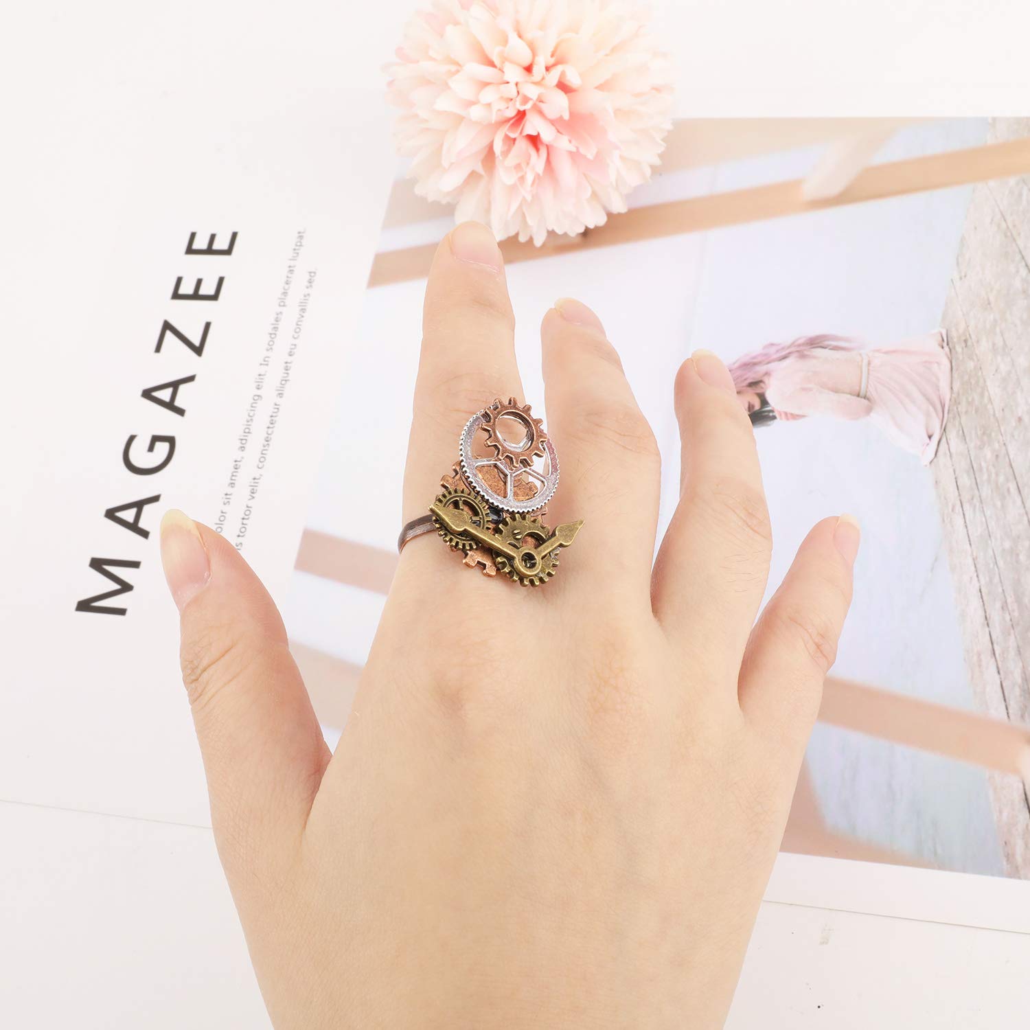 howaf-steampunk-zahnr-der-schmuckset-halskette-ohrringe-ring-damen image 6