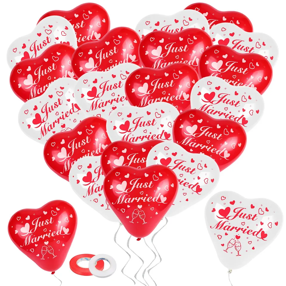 howaf-just-married-herz-luftballons-rot-weiss-50-st-ck image 1