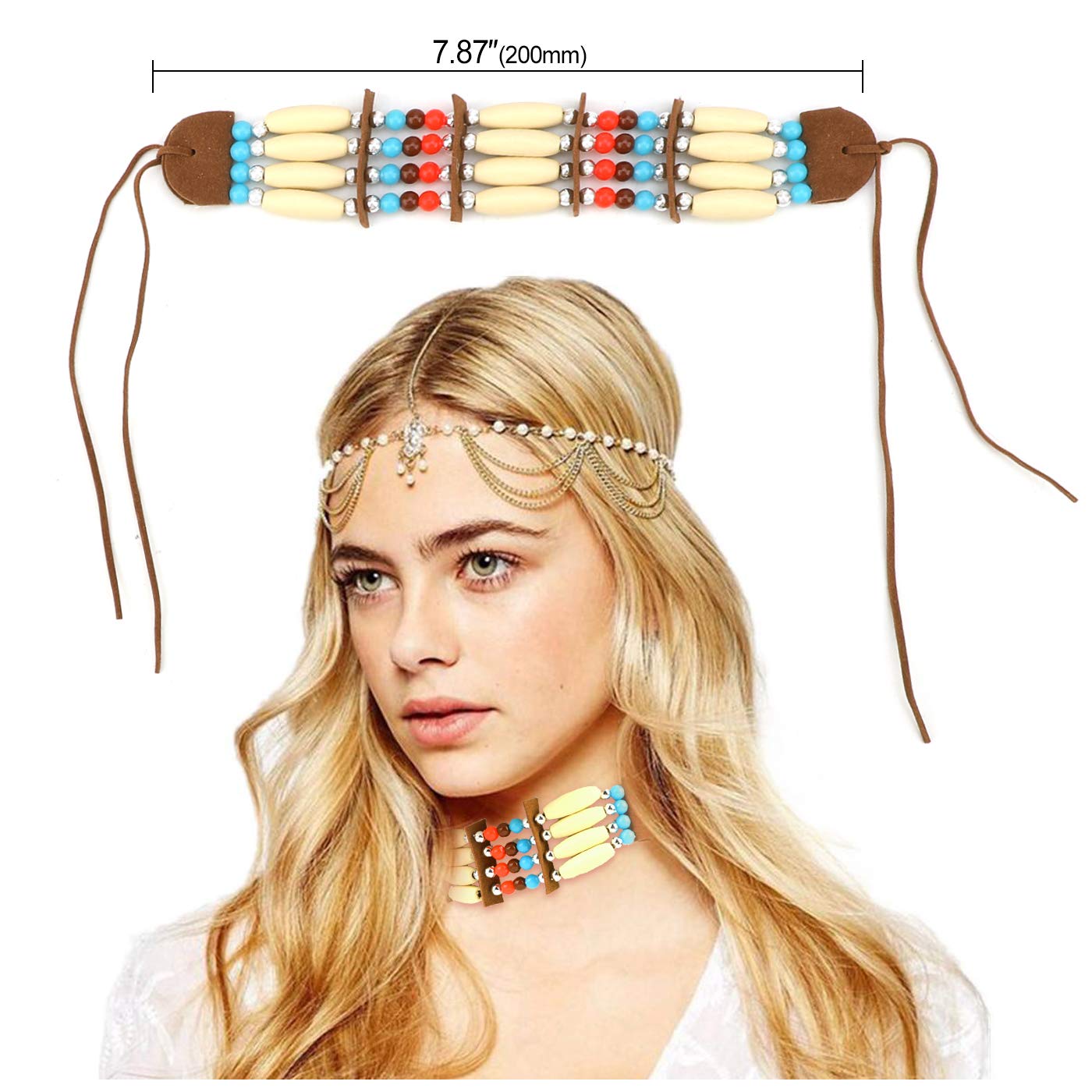 howaf-indianer-kopfschmuck-damen-stirnband-federn-boho-set image 4